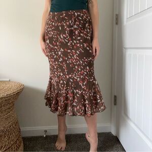 Y2k Brown Dotted Midi Skirt